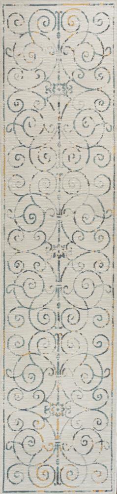 Danae Classic Cottage Filigree Scroll Reversible Machine-Washable Indoor/Outdoor Area Rug